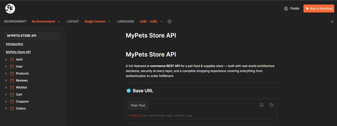 MyPets Store API